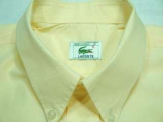 LACOSTE FRANCE Btn Down Yellow Short Sleeve Shirt Sz 42  L  