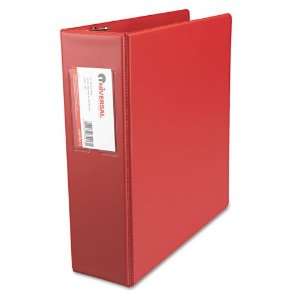  Finish Vinyl Round Ring Binder With Label Holder, 3 Capacity, Red 