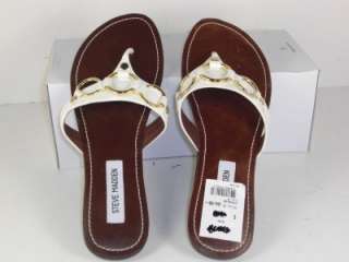 Steve Madden Swindlee White Leather Sandals Shoes 8.5 M  