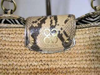 NEW Coach PYTHON Straw Large Summer Tote Bag 16838 NWT  