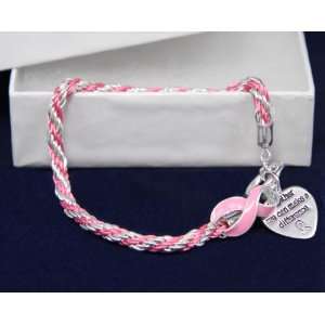  Pink Ribbon Bracelet Rope (18 Bracelets) 