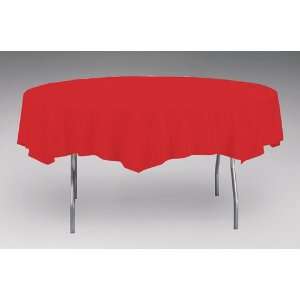  Classic Red Round Plastic Table Covers   82 Inch 