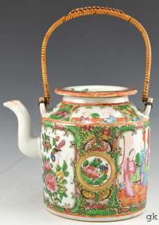 Lovely Small Antique Chinese Rose Medallion Tea Pot  