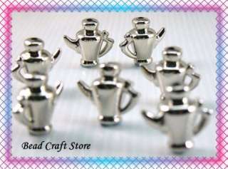 8pcs Plastic Shiny Silver Plated Long Teapot Beads  