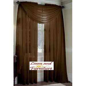   Brown Solid Sheer Window Panel Brand New Curtain: Home & Kitchen