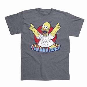  SPK Wear   Simpsons T Shirt I Wanna Rock (M) Sports 