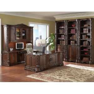   Bookcase Hutch Library Unit and Small Double Door Cabinet Fruitwood