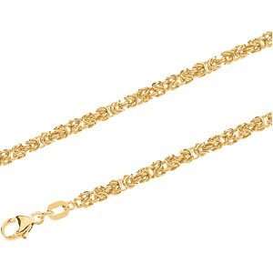  14K Yellow Gold Solid Byzantine Chain Bracelet   7 inches 