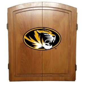  NCAA   Oak Finish Dart Board Cabinet School Missouri 