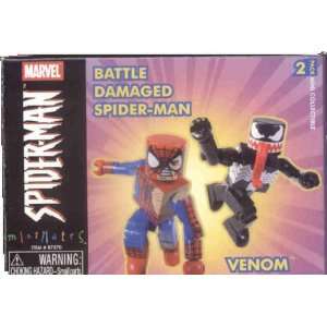   Spiderman MiniMates Battle Damaged Spider Man & Venom Toys & Games