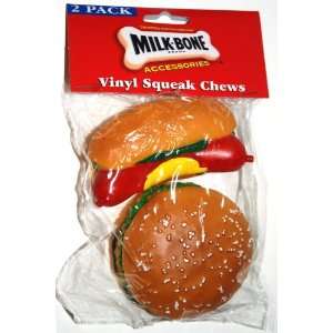   Squeaky Chew Dog Toys   Hamburger and Hot Dog (1 Pack)