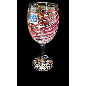   Americas Flag Design   Wine Glass   8 oz