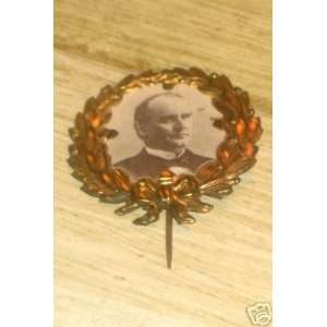   Political Pinback McKinley Stick pin Button Wreath NR 
