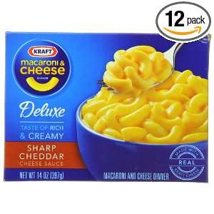 Kraft Macaroni & Cheese Deluxe Dinner, Sharp Cheddar, 14 Ounce Boxes 