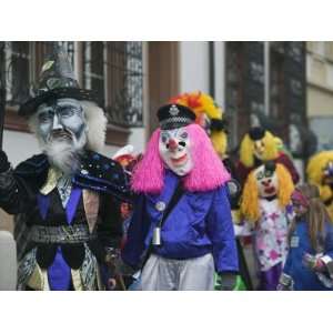 People in Costumes, Fasnacht Festival, Basel, Switzerland Stretched 