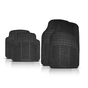 Car Floor Mats Ultra Premium 100% Rubber Classic Design Black 4 Piece 