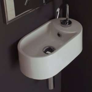   Oval Shaped White Ceramic Wall Mounted Sink 8093/B