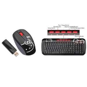   Wireless Keyboard + Hello Kitty 2.4 Ghz Black Wireless Mouse for Pc
